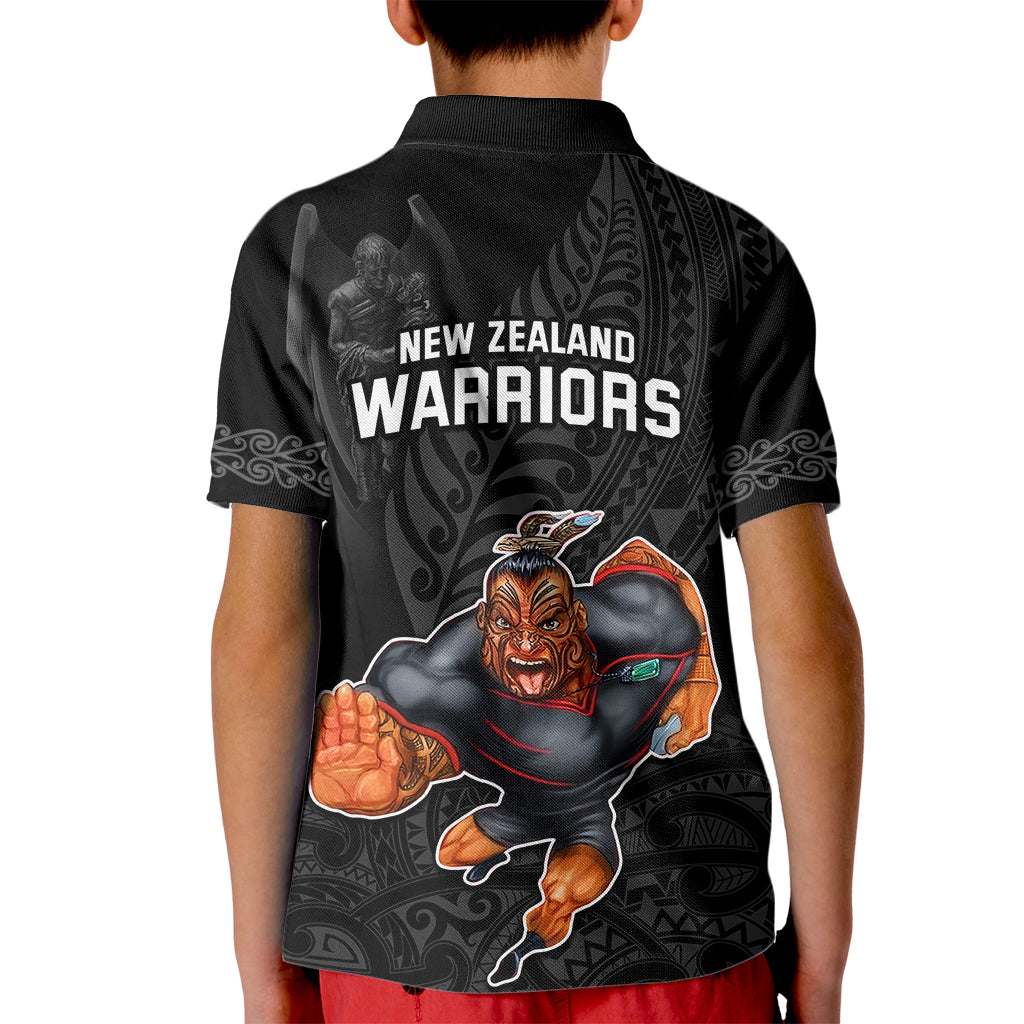 warriors-permier-2023-kid-polo-shirt-the-wahs-mascot-with-maori-tattoo
