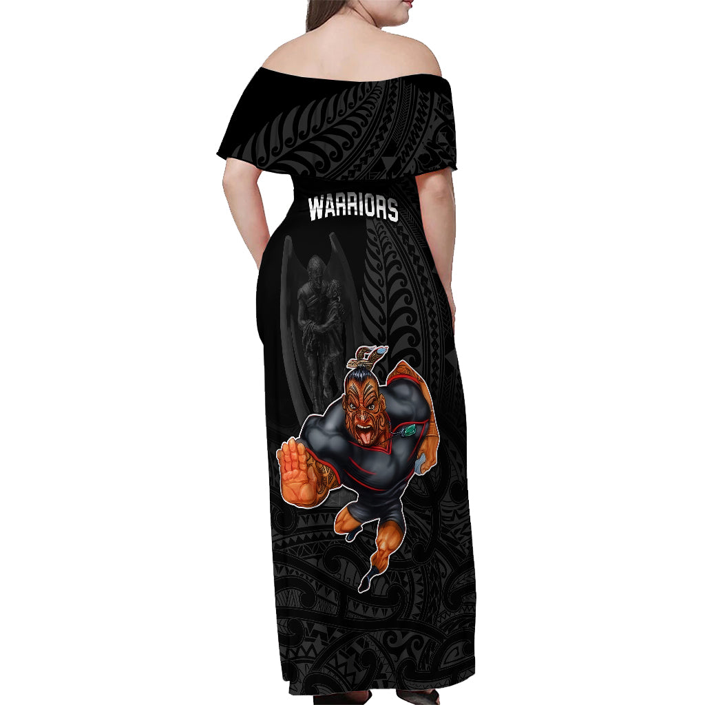 warriors-permier-2023-off-shoulder-maxi-dress-the-wahs-mascot-with-maori-tattoo