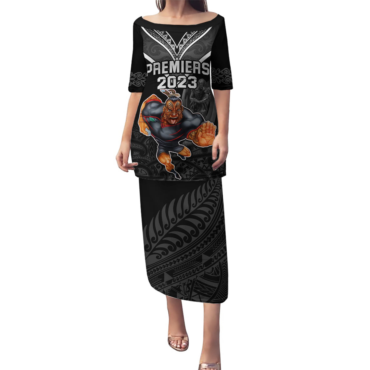 warriors-permier-2023-puletasi-the-wahs-mascot-with-maori-tattoo