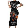 warriors-permier-2023-short-sleeve-bodycon-dress-the-wahs-mascot-with-maori-tattoo