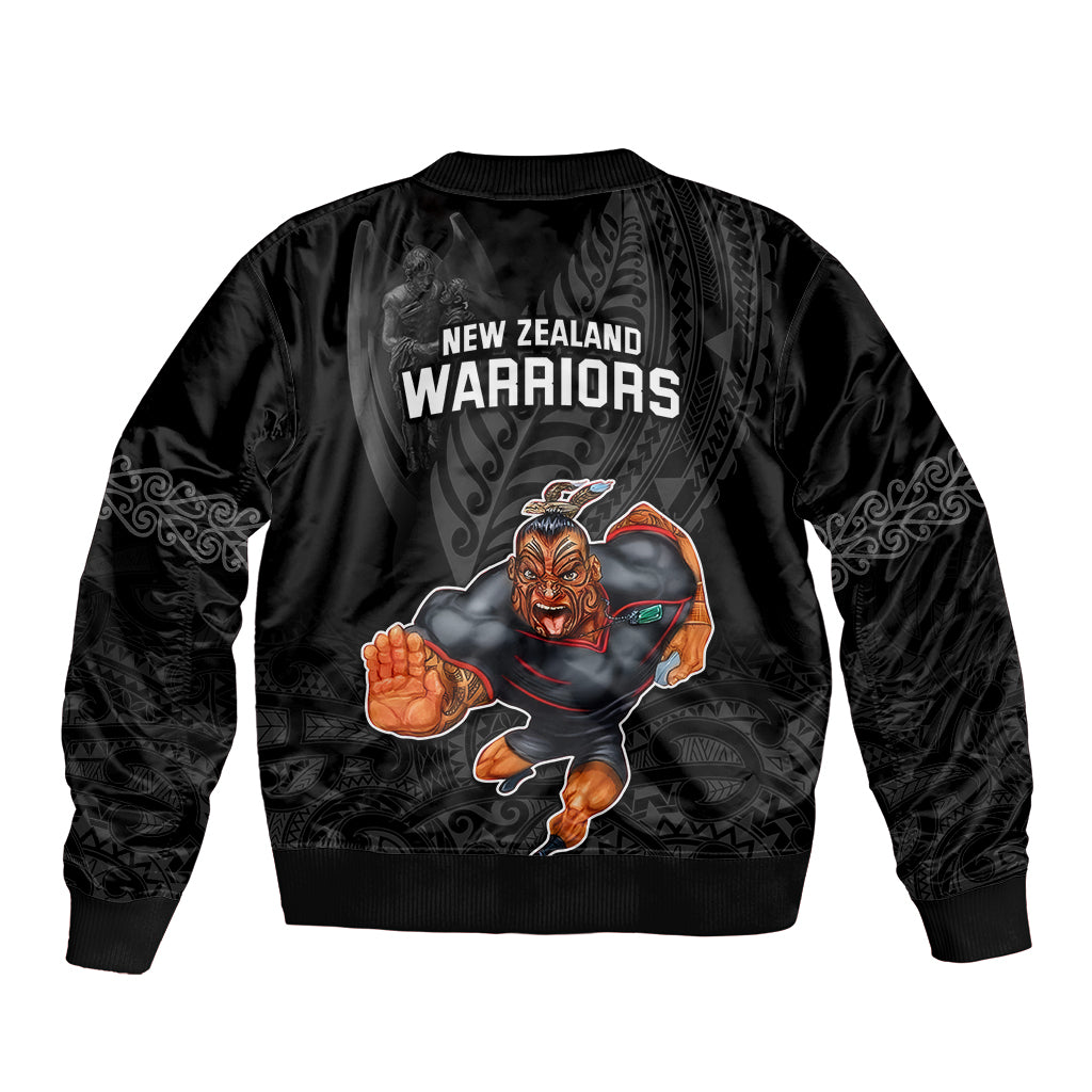 warriors-permier-2023-sleeve-zip-bomber-jacket-the-wahs-mascot-with-maori-tattoo