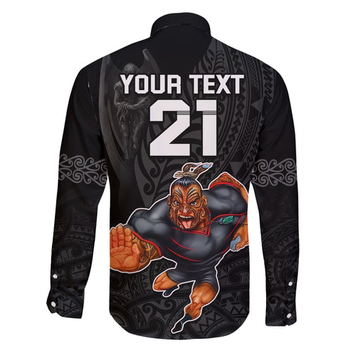 custom-warriors-permier-2023-family-matching-off-shoulder-short-dress-and-hawaiian-shirt-the-wahs-mascot-with-maori-tattoo