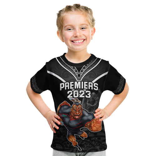 custom-warriors-permier-2023-kid-t-shirt-the-wahs-mascot-with-maori-tattoo