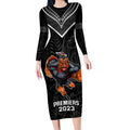 custom-warriors-permier-2023-long-sleeve-bodycon-dress-the-wahs-mascot-with-maori-tattoo