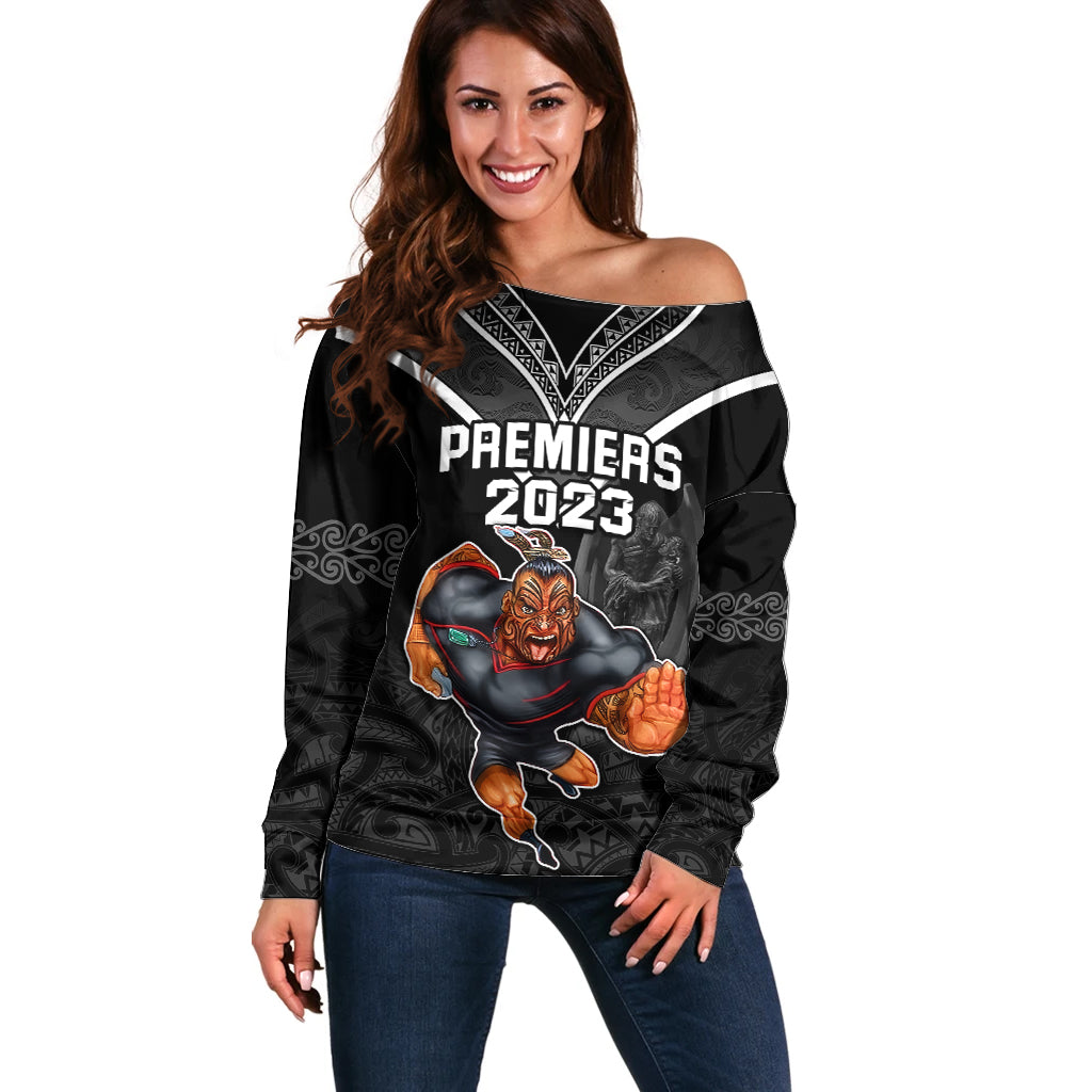 custom-warriors-permier-2023-off-shoulder-sweater-the-wahs-mascot-with-maori-tattoo