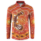 Aboriginal Goanna Art Button Sweatshirt Native Australian Animals