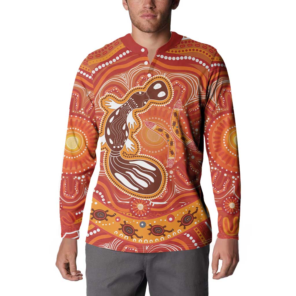 Aboriginal Goanna Art Button Sweatshirt Native Australian Animals