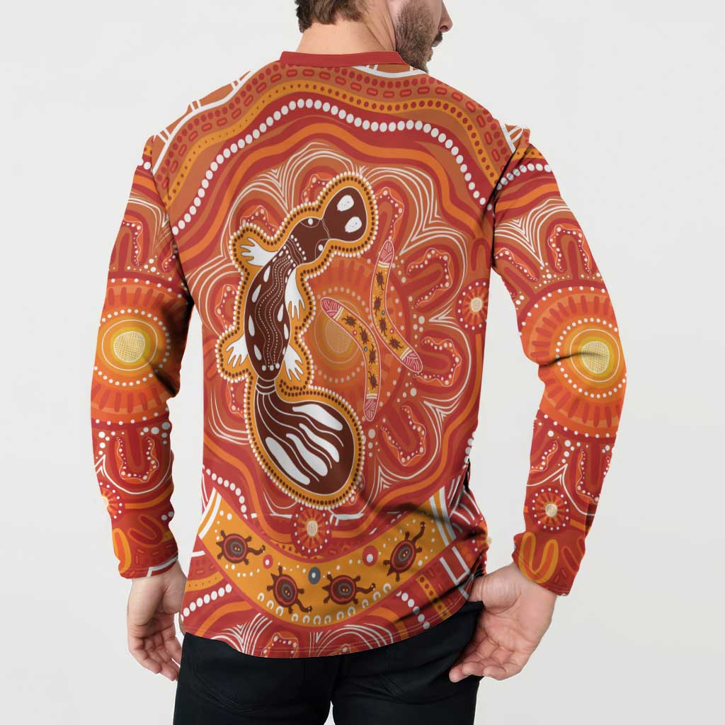Aboriginal Goanna Art Button Sweatshirt Native Australian Animals