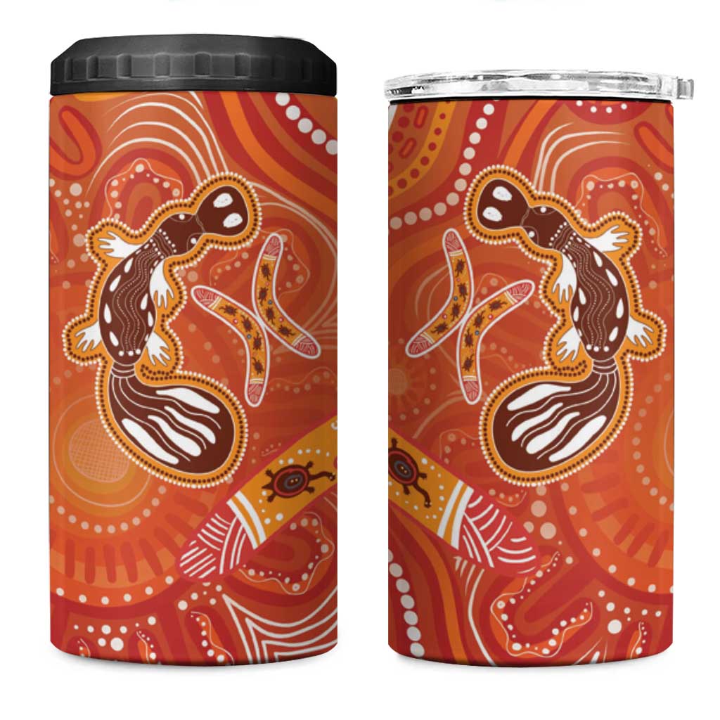Aboriginal Goanna Art 4 in 1 Can Cooler Tumbler Native Australian Animals