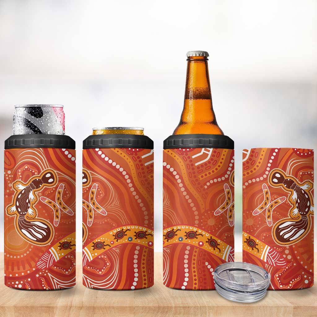 Aboriginal Goanna Art 4 in 1 Can Cooler Tumbler Native Australian Animals