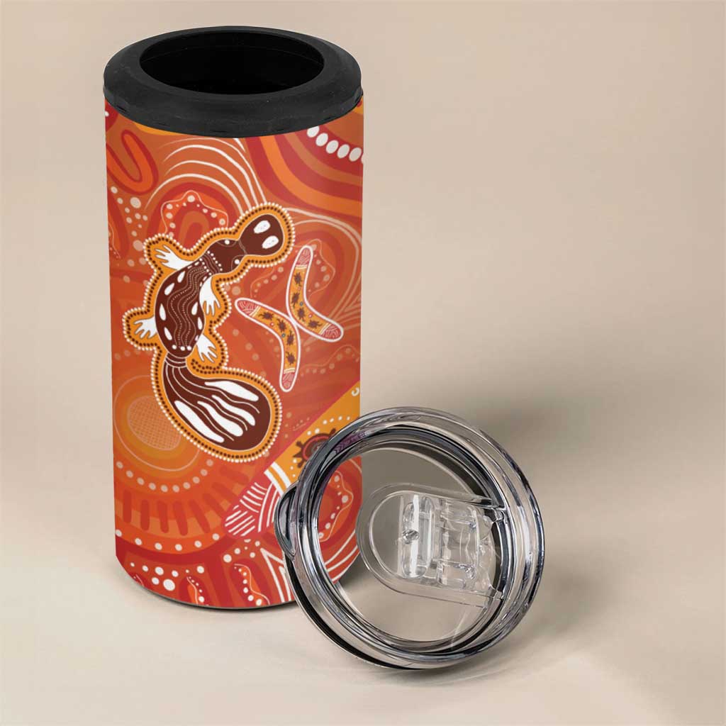 Aboriginal Goanna Art 4 in 1 Can Cooler Tumbler Native Australian Animals