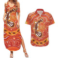 Aboriginal Goanna Art Couples Matching Summer Maxi Dress and Hawaiian Shirt Native Australian Animals