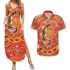 Aboriginal Goanna Art Couples Matching Summer Maxi Dress and Hawaiian Shirt Native Australian Animals