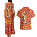 Aboriginal Goanna Art Couples Matching Tank Maxi Dress and Hawaiian Shirt Native Australian Animals