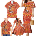 Aboriginal Goanna Art Family Matching Mermaid Dress and Hawaiian Shirt Native Australian Animals
