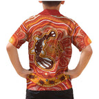 Aboriginal Goanna Art Family Matching Mermaid Dress and Hawaiian Shirt Native Australian Animals