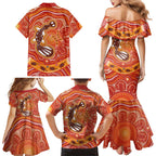 Aboriginal Goanna Art Family Matching Mermaid Dress and Hawaiian Shirt Native Australian Animals