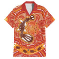Aboriginal Goanna Art Family Matching Off The Shoulder Long Sleeve Dress and Hawaiian Shirt Native Australian Animals