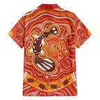 Aboriginal Goanna Art Family Matching Off The Shoulder Long Sleeve Dress and Hawaiian Shirt Native Australian Animals