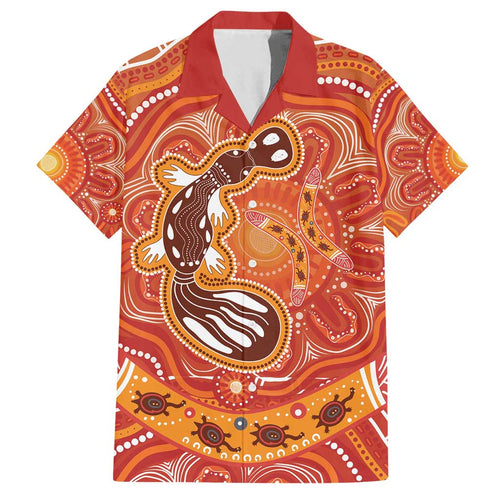 Aboriginal Goanna Art Family Matching Off Shoulder Short Dress and Hawaiian Shirt Native Australian Animals