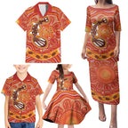 Aboriginal Goanna Art Family Matching Puletasi and Hawaiian Shirt Native Australian Animals