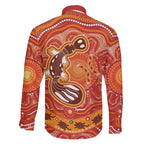 Aboriginal Goanna Art Family Matching Short Sleeve Bodycon Dress and Hawaiian Shirt Native Australian Animals