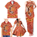 Aboriginal Goanna Art Family Matching Tank Maxi Dress and Hawaiian Shirt Native Australian Animals
