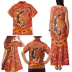 Aboriginal Goanna Art Family Matching Tank Maxi Dress and Hawaiian Shirt Native Australian Animals