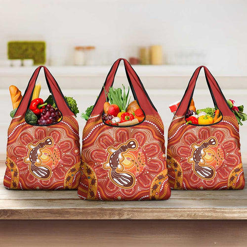 Aboriginal Goanna Art Grocery Bag Native Australian Animals