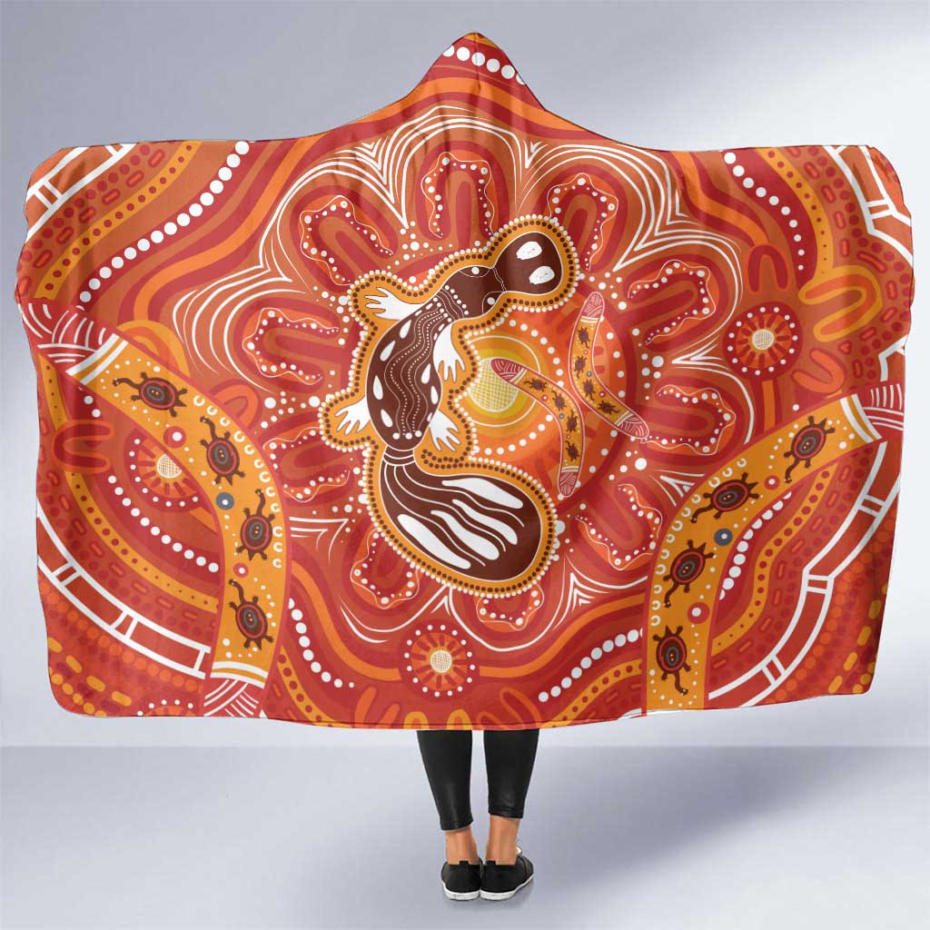 Aboriginal Goanna Art Hooded Blanket Native Australian Animals