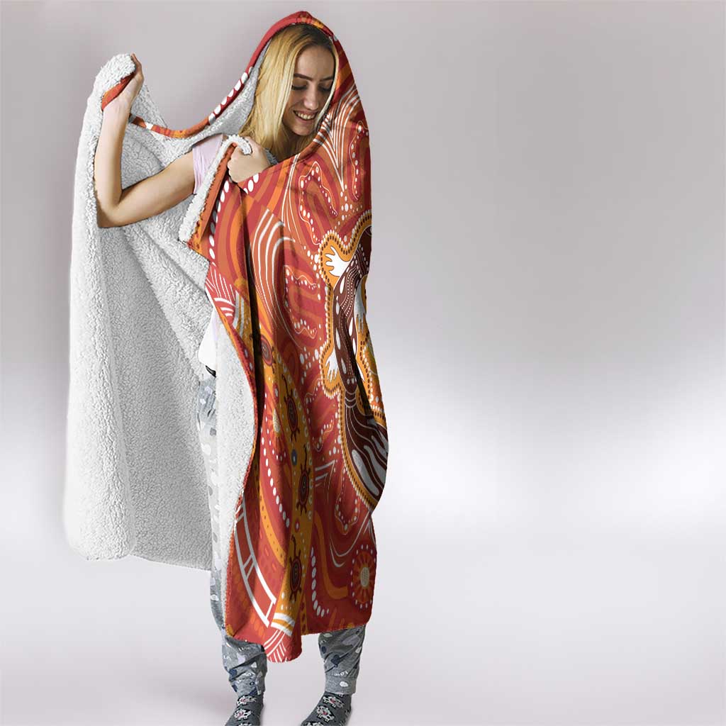 Aboriginal Goanna Art Hooded Blanket Native Australian Animals