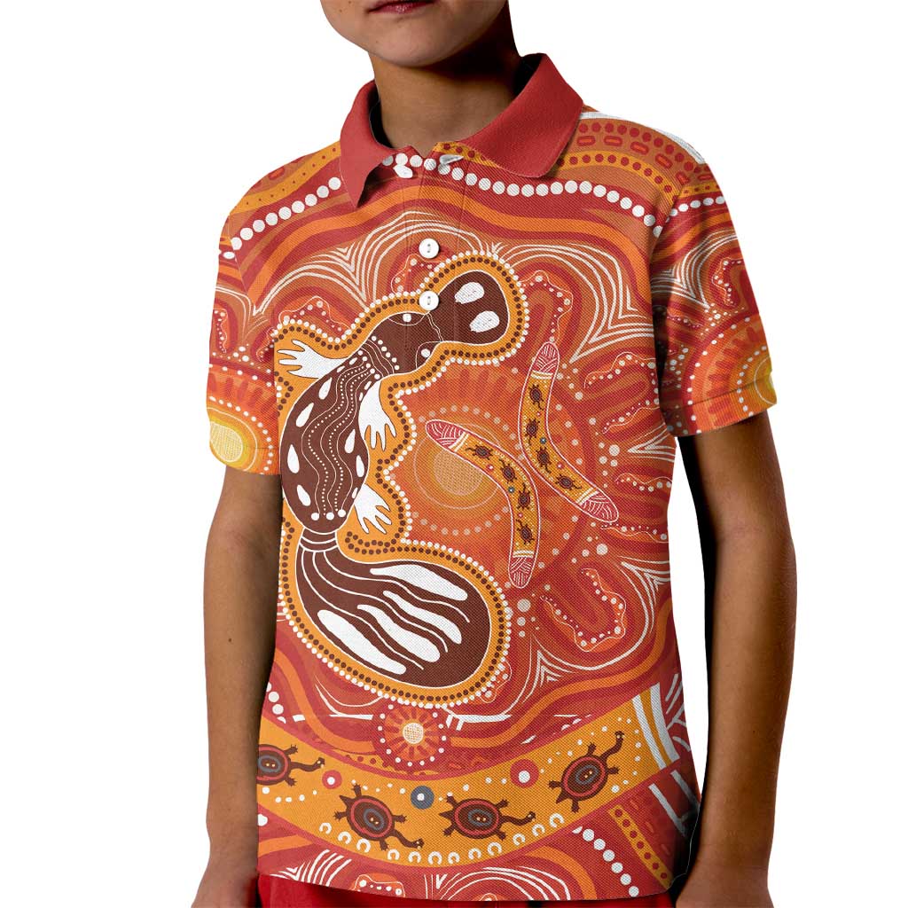 Aboriginal Goanna Art Kid Polo Shirt Native Australian Animals