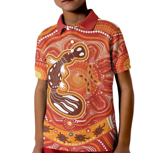 Aboriginal Goanna Art Kid Polo Shirt Native Australian Animals