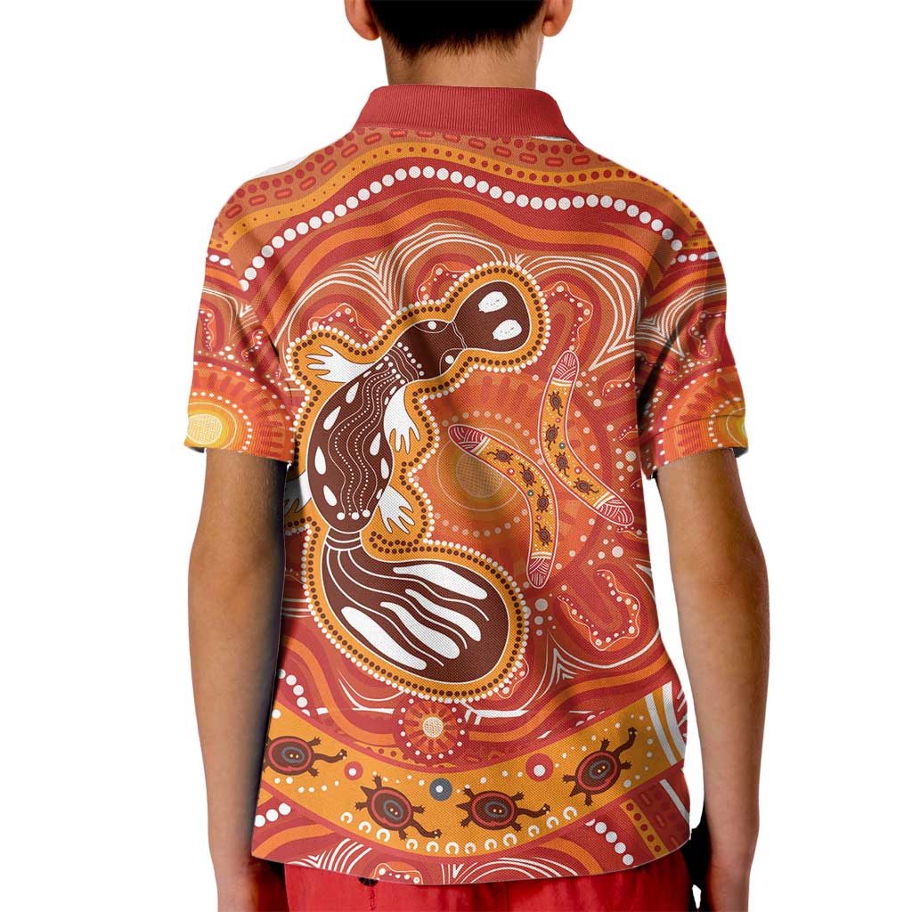 Aboriginal Goanna Art Kid Polo Shirt Native Australian Animals
