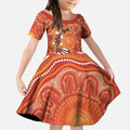 Aboriginal Goanna Art Kid Short Sleeve Dress Native Australian Animals