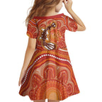Aboriginal Goanna Art Kid Short Sleeve Dress Native Australian Animals