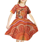 Aboriginal Goanna Art Kid Short Sleeve Dress Native Australian Animals