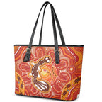 Aboriginal Goanna Art Leather Tote Bag Native Australian Animals