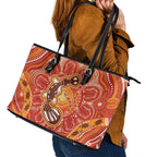 Aboriginal Goanna Art Leather Tote Bag Native Australian Animals
