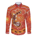 Aboriginal Goanna Art Long Sleeve Button Shirt Native Australian Animals