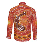 Aboriginal Goanna Art Long Sleeve Button Shirt Native Australian Animals