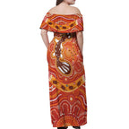 Aboriginal Goanna Art Off Shoulder Maxi Dress Native Australian Animals