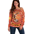 Aboriginal Goanna Art Off Shoulder Sweater Native Australian Animals