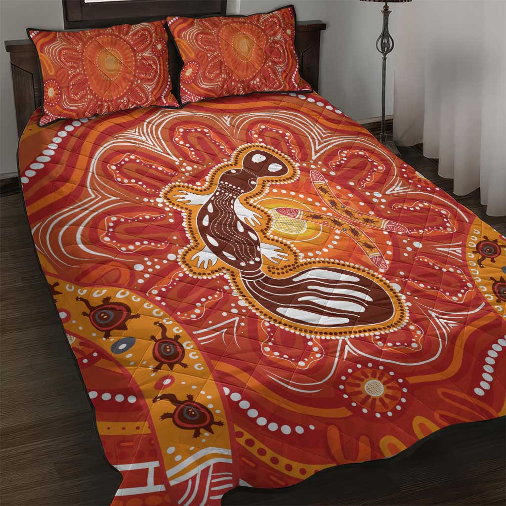 Aboriginal Goanna Art Quilt Bed Set Native Australian Animals