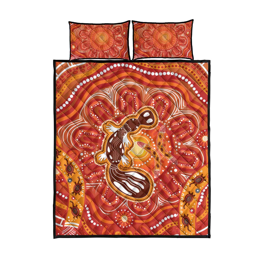 Aboriginal Goanna Art Quilt Bed Set Native Australian Animals
