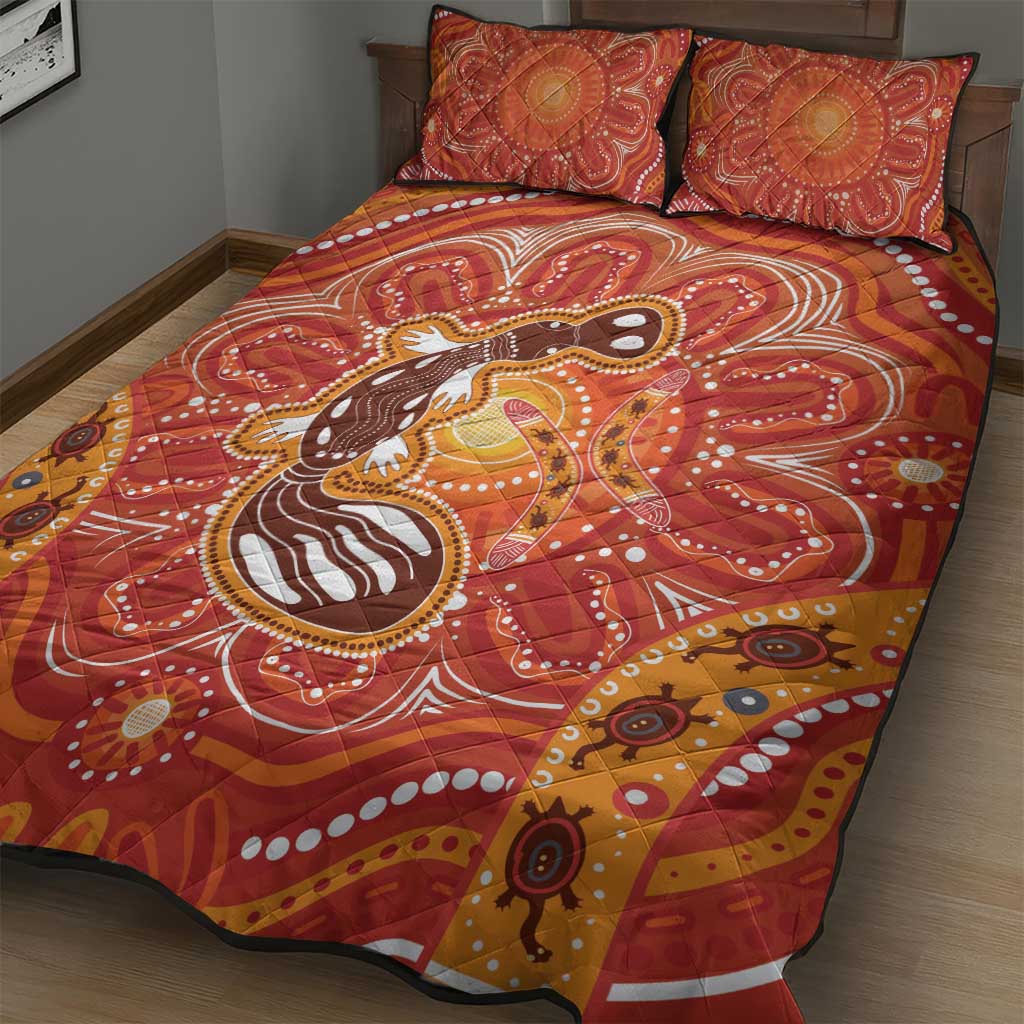 Aboriginal Goanna Art Quilt Bed Set Native Australian Animals