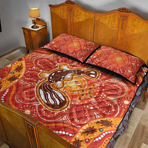 Aboriginal Goanna Art Quilt Bed Set Native Australian Animals