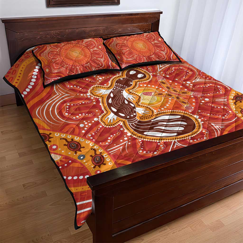 Aboriginal Goanna Art Quilt Bed Set Native Australian Animals