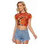 Aboriginal Goanna Art Raglan Cropped T Shirt Native Australian Animals