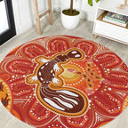 Aboriginal Goanna Art Round Carpet Native Australian Animals